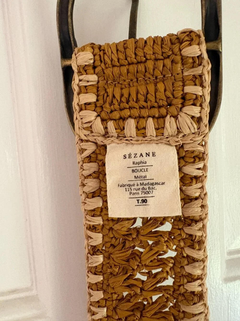 NWT Sezane Fétiche Belt Natural ochre raffia